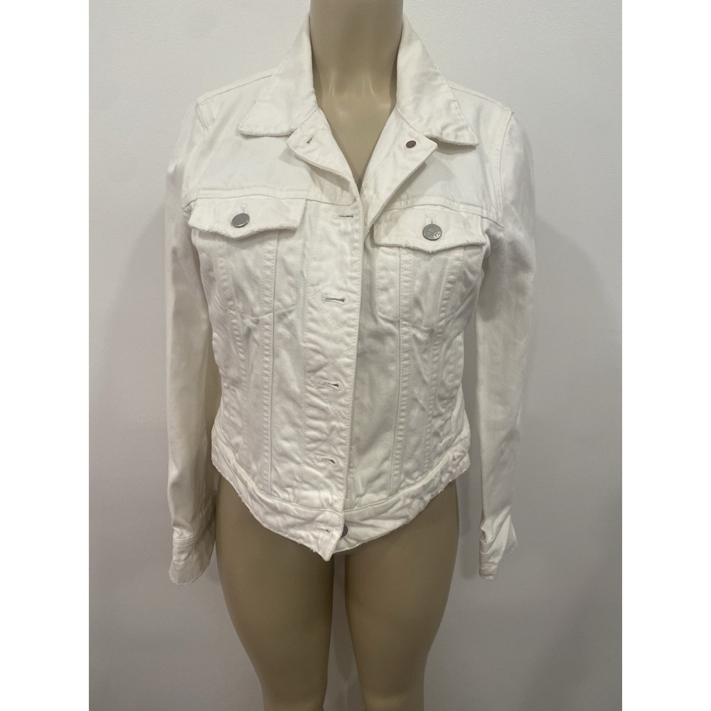 J.CREW Vintage Women's Denim Jacket Classic WHITE Medium Style 75259 Preppy Y2K